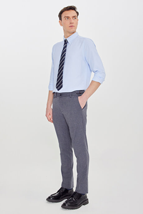 Slim Fit Dar Kesim Pamuklu Esnek Koyu Mavi Pantolon resmi