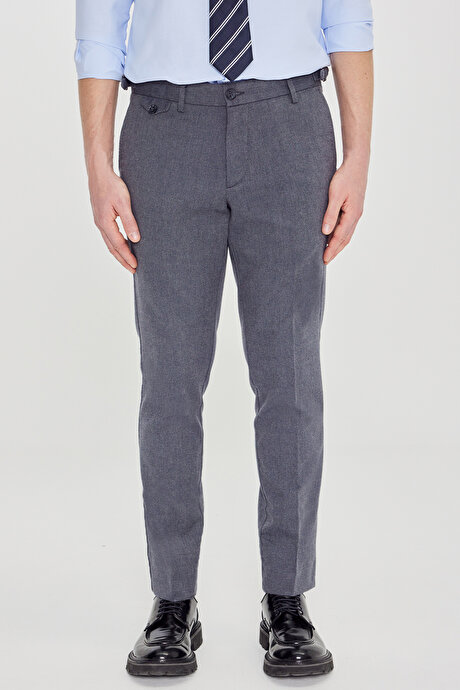 Slim Fit Dar Kesim Pamuklu Esnek Koyu Mavi Pantolon resmi