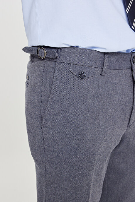 Slim Fit Dar Kesim Pamuklu Esnek Koyu Mavi Pantolon resmi