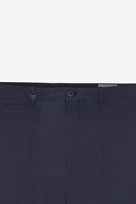 Slim Fit Dar Kesim Yünlü Beli Lastikli Yan Cep Lacivert Pantolon resmi