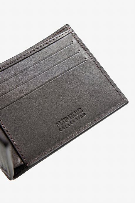 %100 Deri Kahverengi Cüzdan resmi