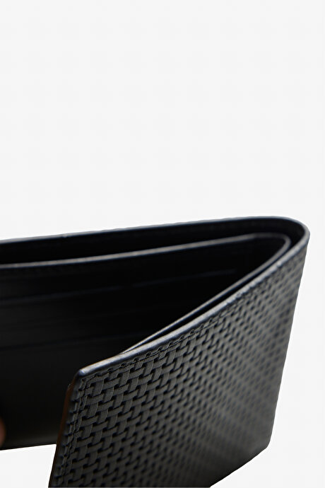 %100 Deri Siyah Cüzdan resmi