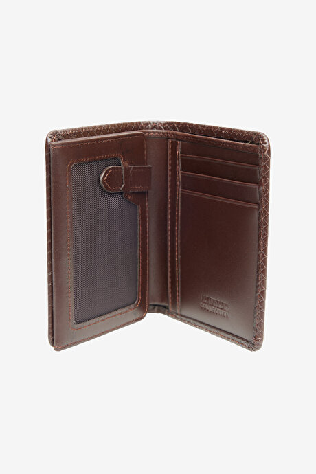 %100 Deri Kahverengi Cüzdan resmi