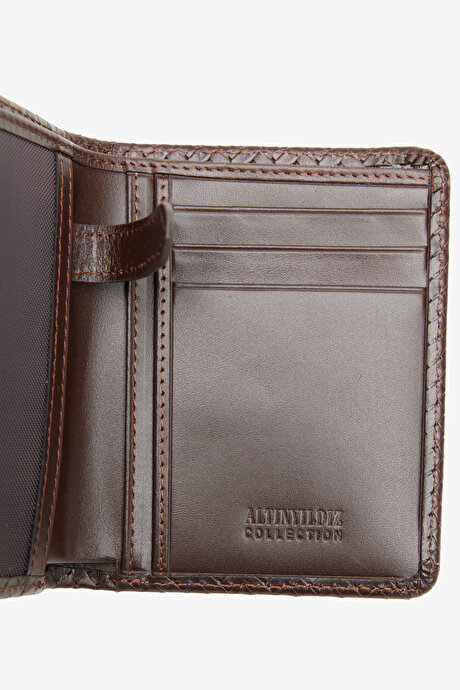 %100 Deri Kahverengi Cüzdan resmi