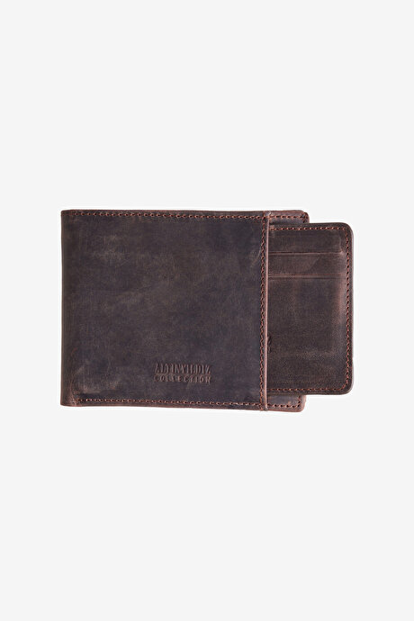 %100 Deri Kahverengi Cüzdan resmi