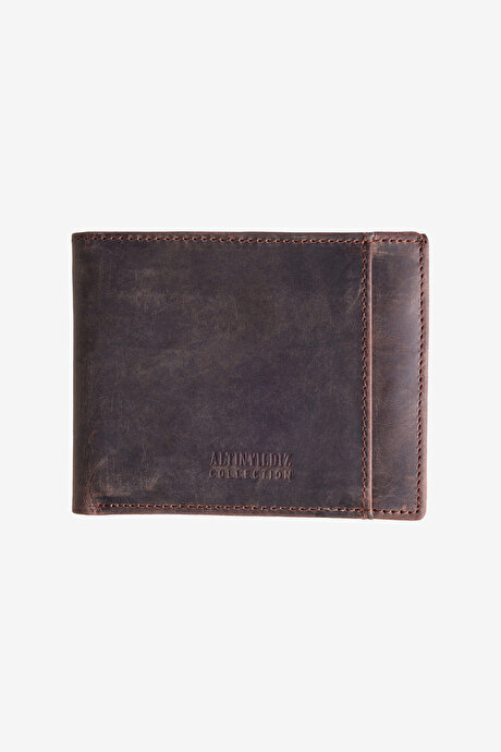 %100 Deri Kahverengi Cüzdan resmi