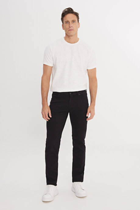 360 Derece Her Yöne Esneyen Slim Fit Dar Kesim Pamuklu Esnek 5 Cep Siyah Pantolon resmi