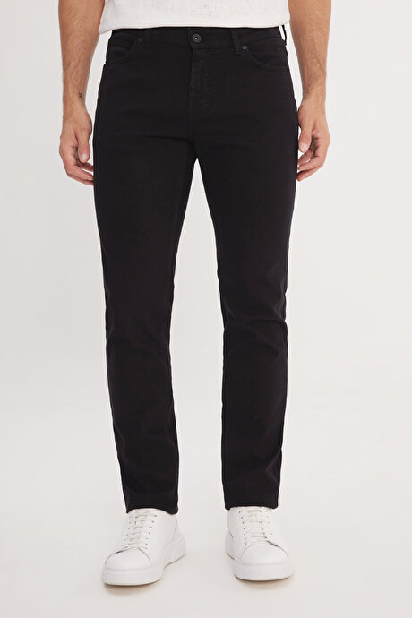 360 Derece Her Yöne Esneyen Slim Fit Dar Kesim Pamuklu Esnek 5 Cep Siyah Pantolon resmi