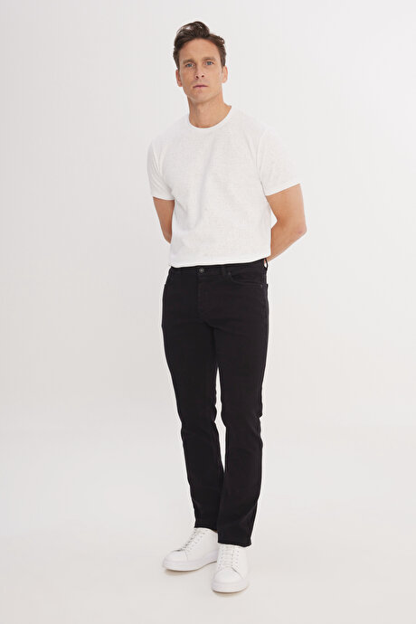 360 Derece Her Yöne Esneyen Slim Fit Dar Kesim Pamuklu Esnek 5 Cep Siyah Pantolon resmi