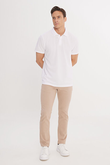 360 Derece Her Yöne Esneyen Slim Fit Dar Kesim Pamuklu Esnek 5 Cep Vizon Pantolon resmi