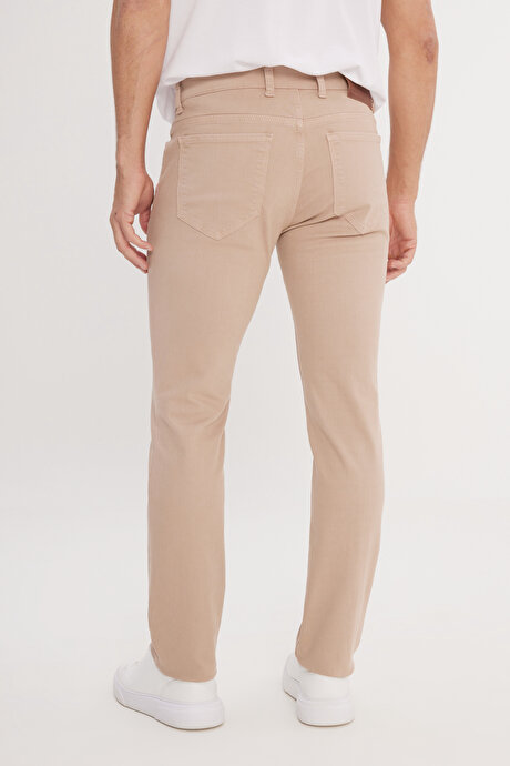 360 Derece Her Yöne Esneyen Slim Fit Dar Kesim Pamuklu Esnek 5 Cep Vizon Pantolon resmi