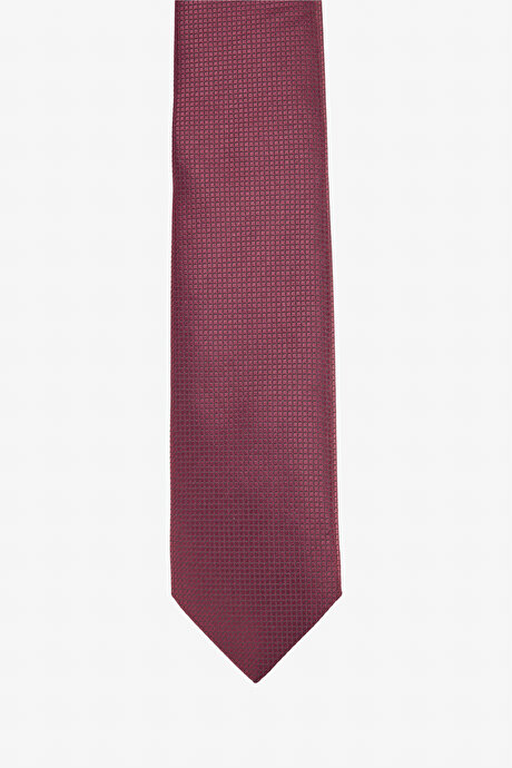 Desenli İpek Bordo Kravat resmi