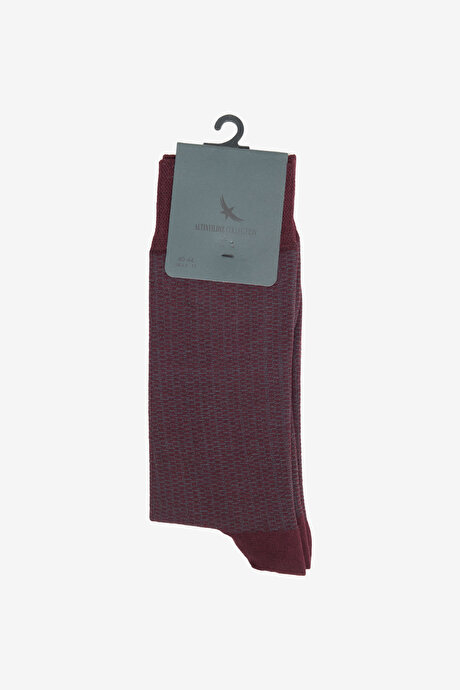 Desenli Modal Tekli Bordo Çorap resmi