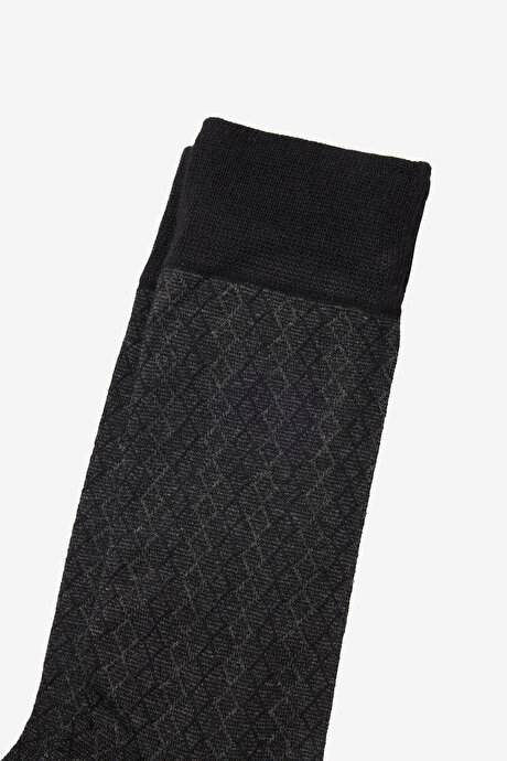 Desenli Tekli Siyah-Gri Çorap resmi