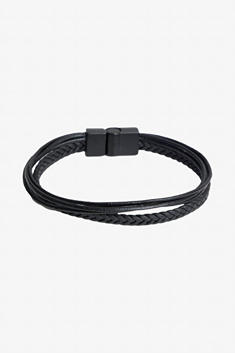 %100 Deri Siyah Bileklik resmi