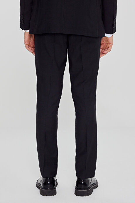 Slim Fit Mono Yaka %100 Yün Filafil Desenli Gri Takım Elbise resmi