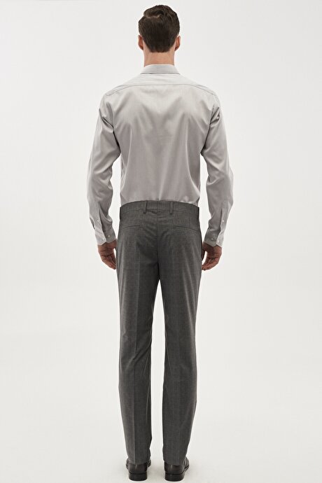 Slim Fit Dar Kesim %100 Pamuk Ütü Gerektirmeyen Non-Iron Vizon-Beyaz Gömlek resmi