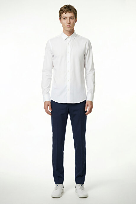 Comfort Fit Rahat Kesim Yan Cepli Esnek Lacivert Pantolon resmi