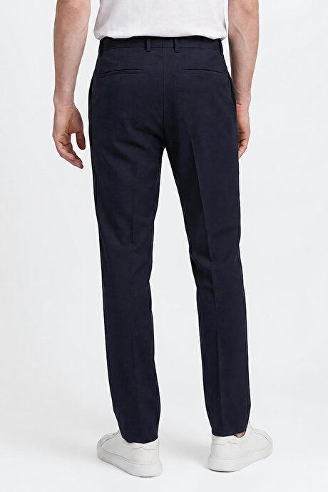 Comfort Fit Rahat Kesim Yan Cepli Esnek Lacivert Pantolon resmi