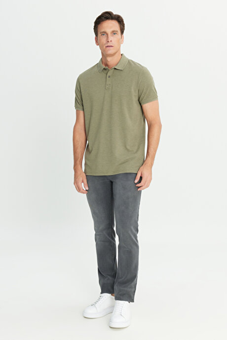 Pamuklu Slim Fit Dar Kesim 5 Cep Esnek Jean Denim Kot Gri Denim Pantolon resmi