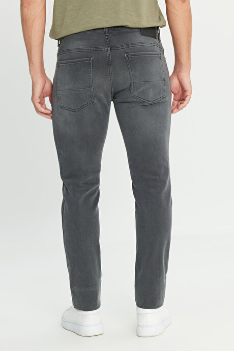 Pamuklu Slim Fit Dar Kesim 5 Cep Esnek Jean Denim Kot Gri Denim Pantolon resmi