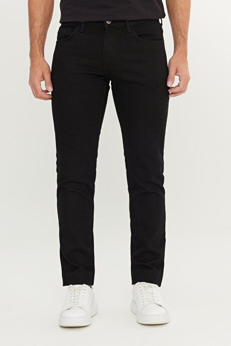 Pamuklu Slim Fit Dar Kesim 5 Cep Esnek Jean Denim Kot Siyah Denim Pantolon resmi