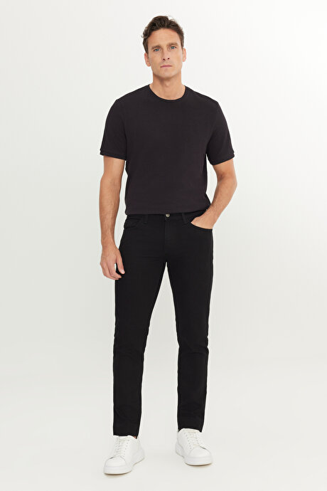 Pamuklu Slim Fit Dar Kesim 5 Cep Esnek Jean Denim Kot Siyah Denim Pantolon resmi