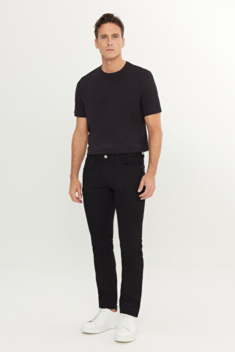 Pamuklu Slim Fit Dar Kesim 5 Cep Esnek Jean Denim Kot Siyah Denim Pantolon resmi