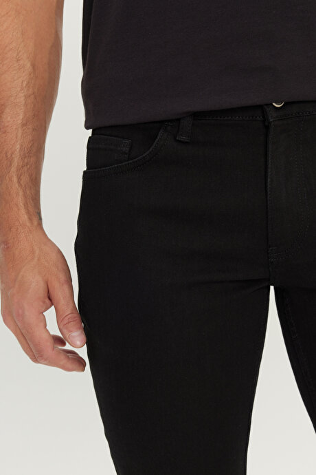 Pamuklu Slim Fit Dar Kesim 5 Cep Esnek Jean Denim Kot Siyah Denim Pantolon resmi