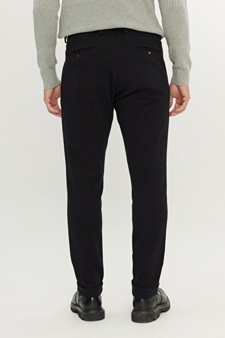 Slim Fit Dar Kesim Beli Bağlamalı Yan Cep Esnek Casual Siyah Pantolon resmi