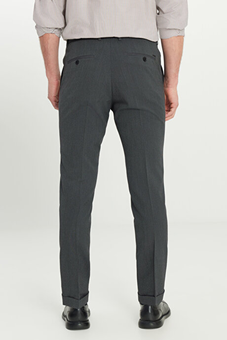 Slim Fit Dar Kesim Beli Lastikli Yan Cep Klasik Antrasit Pantolon resmi
