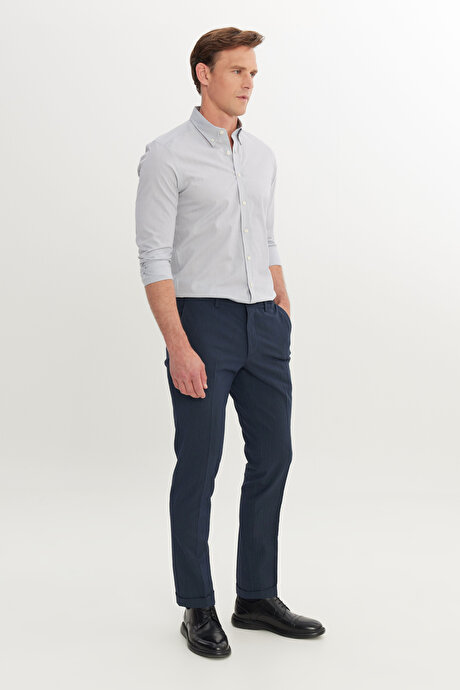 Slim Fit Dar Kesim Beli Lastikli Yan Cep Klasik Lacivert Pantolon resmi