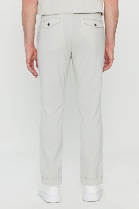 Slim Fit Dar Kesim Beli Lastikli Yan Cep Esnek Casual Taş Pantolon resmi