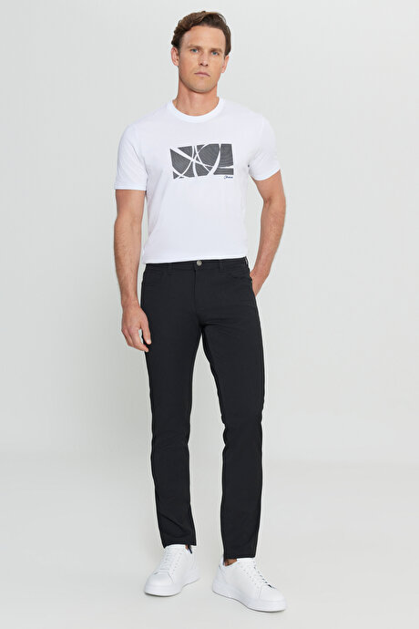 Slim Fit Dar Kesim Normal Bel 5 Cep Esnek Casual Siyah Pantolon resmi