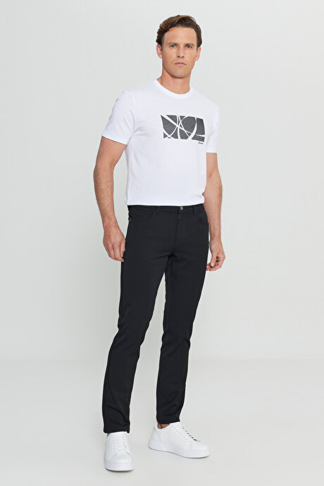 Slim Fit Dar Kesim Normal Bel 5 Cep Esnek Casual Siyah Pantolon resmi