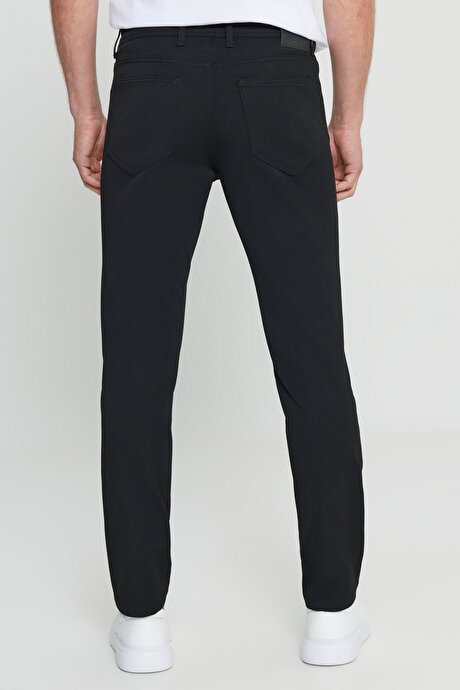 Slim Fit Dar Kesim Normal Bel 5 Cep Esnek Casual Siyah Pantolon resmi