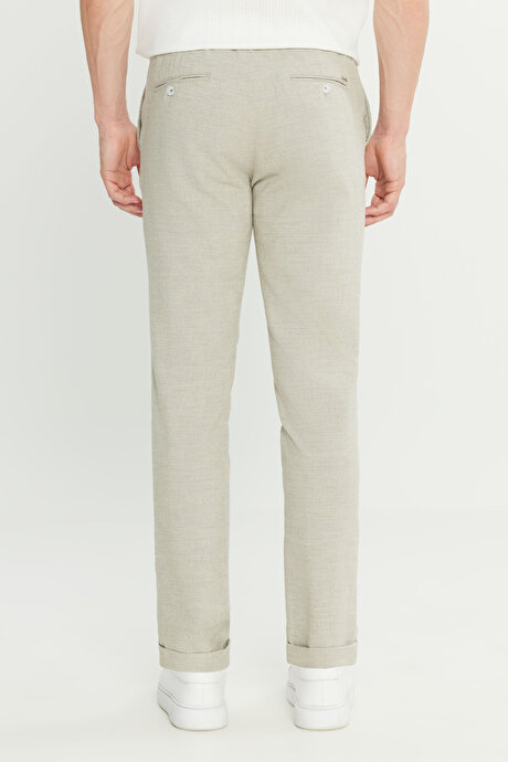 Pamuklu Slim Fit Dar Kesim Beli Bağlamalı Yan Cepli Esnek Açık Gri Pantolon resmi