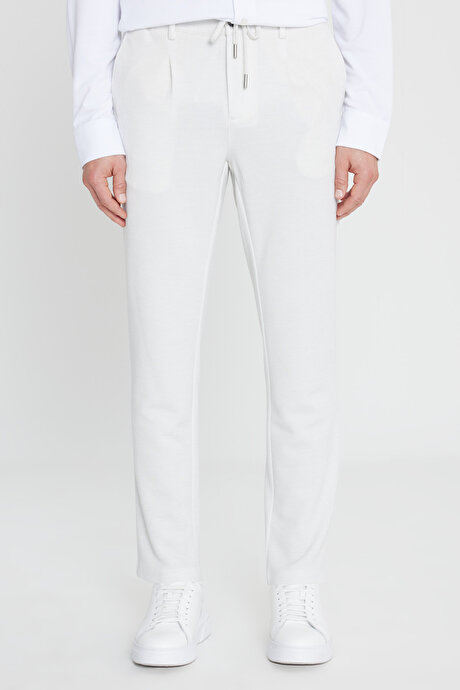 360 Her Yöne Esneyen Slim Fit Dar Kesim Beli Bağlamalı Armürlü Casual Taş Pantolon resmi