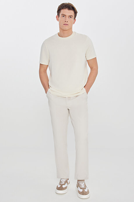 Slim Fit Dar Kesim Beli Bağlamalı Yan Cepli Casual Taş Pantolon resmi