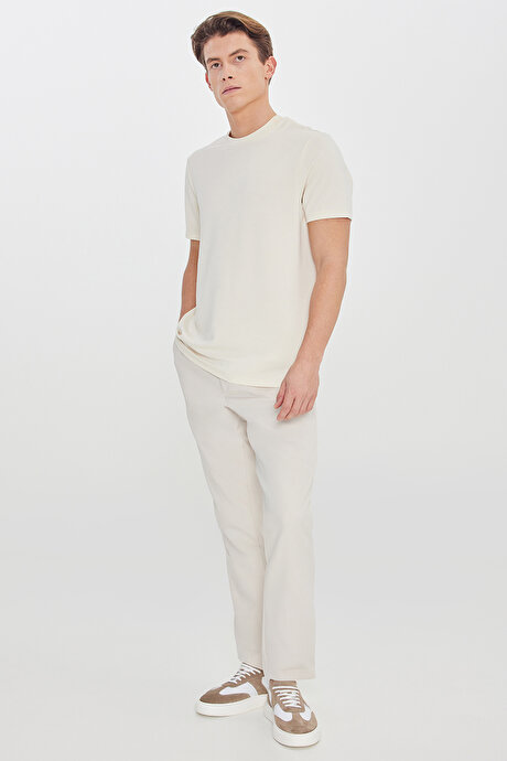 Slim Fit Dar Kesim Beli Bağlamalı Yan Cepli Casual Taş Pantolon resmi