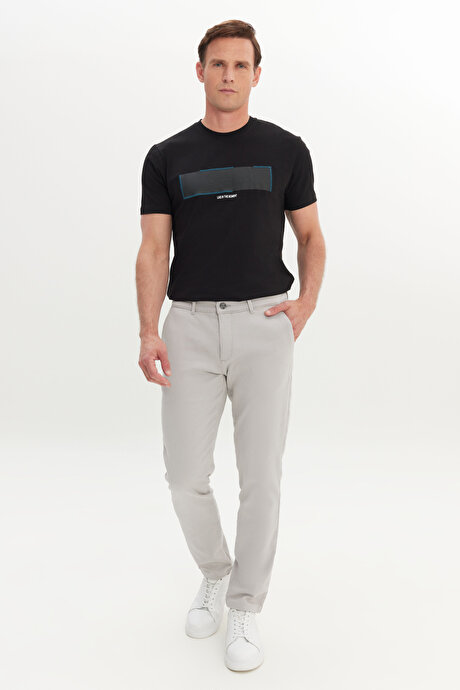Pamuklu Slim Fit Dar Kesim Yan Cep Casual Gri Pantolon resmi