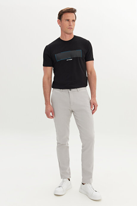 Pamuklu Slim Fit Dar Kesim Yan Cep Casual Gri Pantolon resmi