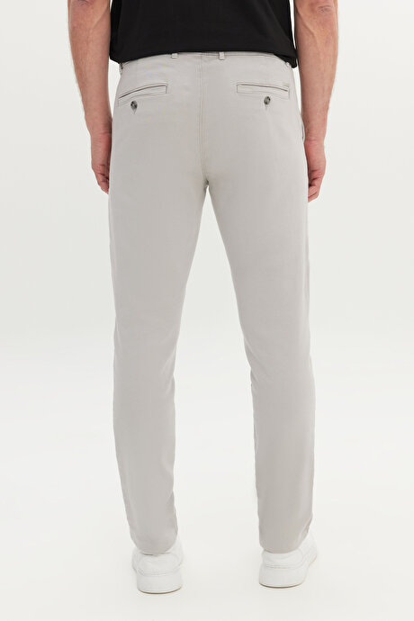 Pamuklu Slim Fit Dar Kesim Yan Cep Casual Gri Pantolon resmi
