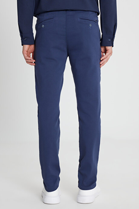 Pamuklu Slim Fit Dar Kesim Yan Cep Casual İndigo Pantolon resmi