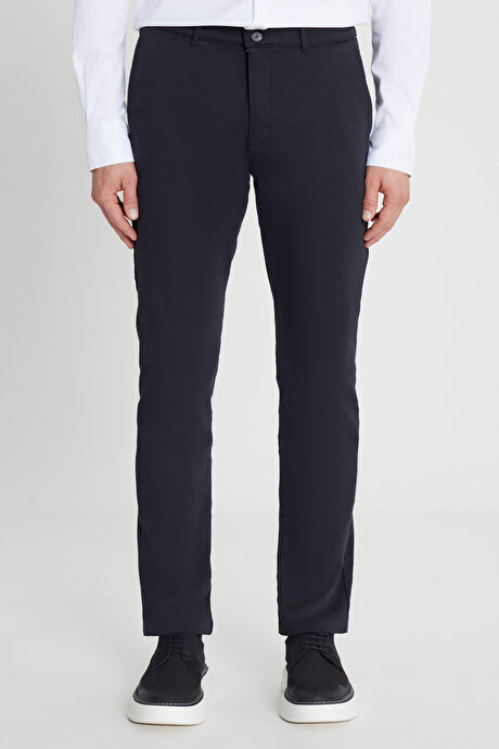 Pamuklu Slim Fit Dar Kesim Yan Cep Casual Siyah PantolonACE001252276SYH