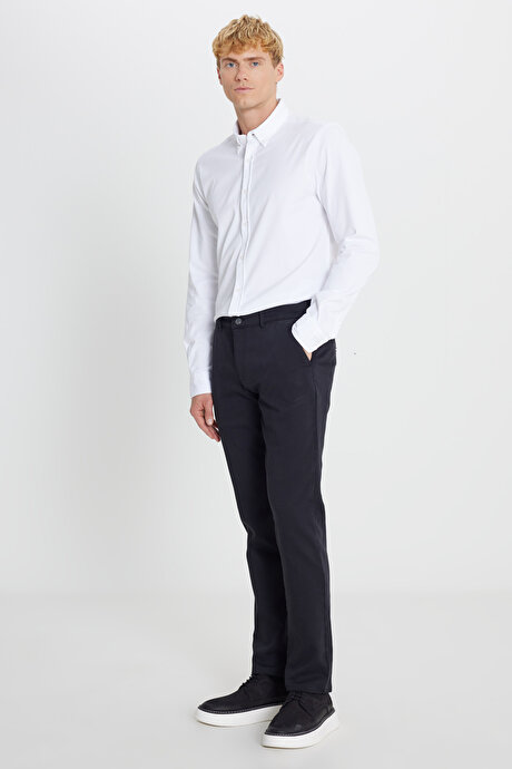 Pamuklu Slim Fit Dar Kesim Yan Cep Casual Siyah PantolonACE001252276SYH