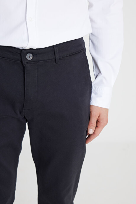 Pamuklu Slim Fit Dar Kesim Yan Cep Casual Siyah PantolonACE001252276SYH