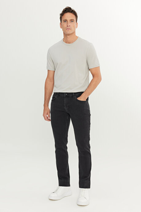 Pamuklu Slim Fit Dar Kesim 5 Cep Esnek Jean Denim Kot Siyah Denim PantolonACE001252492SYH