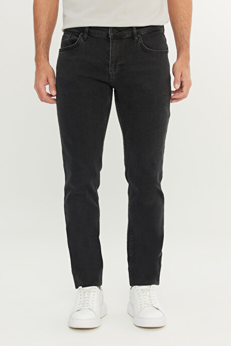 Pamuklu Slim Fit Dar Kesim 5 Cep Esnek Jean Denim Kot Siyah Denim PantolonACE001252492SYH
