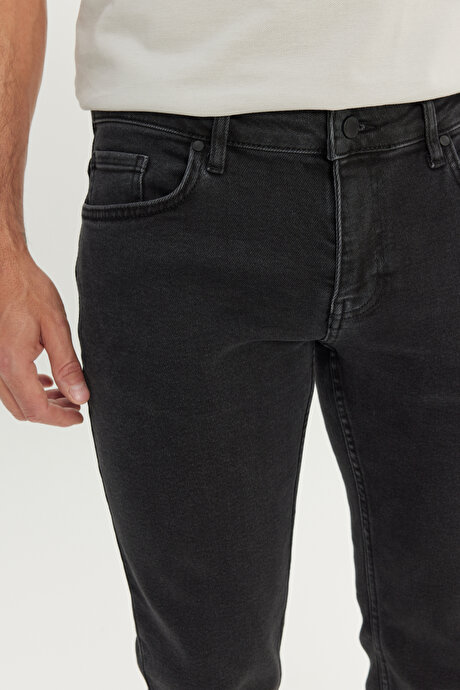 Pamuklu Slim Fit Dar Kesim 5 Cep Esnek Jean Denim Kot Siyah Denim Pantolon resmi